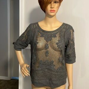 Anthropologie NWT Crochet Top GR/GR Medium